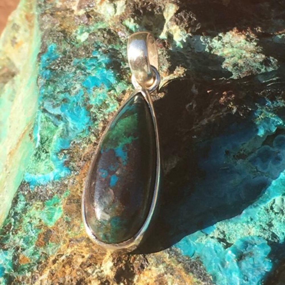 📿 Chrysocolla Chrysacolla Silver Pendant